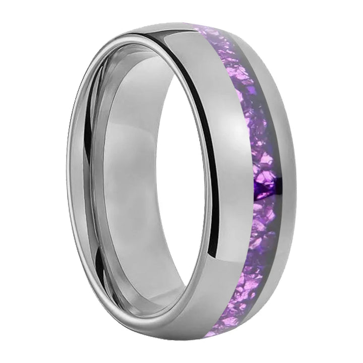 Offset Groove Crystal Tungsten Ring