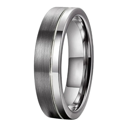 Offset Groove Tungsten Wedding Band