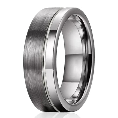 Offset Groove Tungsten Wedding Band