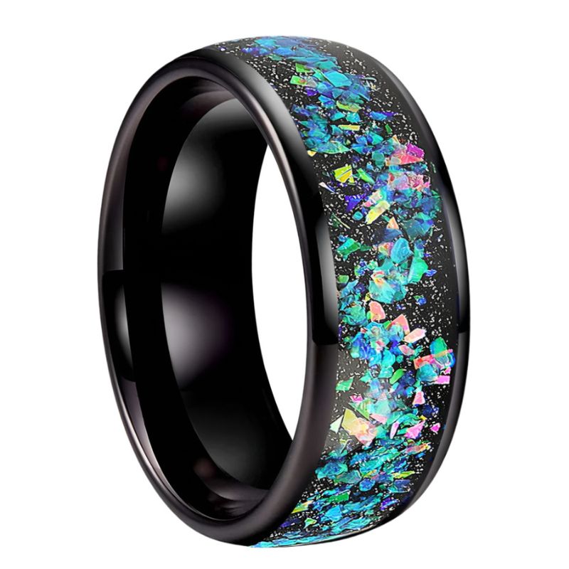 Opal Black Tungsten Ring