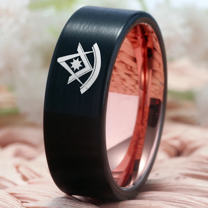 Past Master Masonic Tungsten Ring