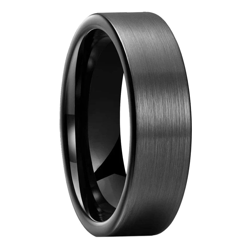 Pipe Cut Tungsten Wedding Band