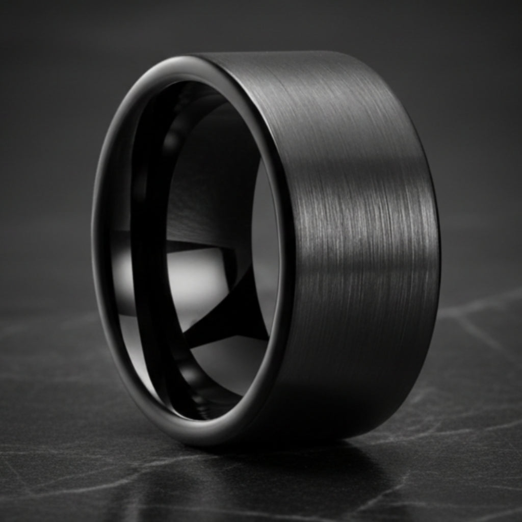 Pipe Cut Tungsten Wedding Band
