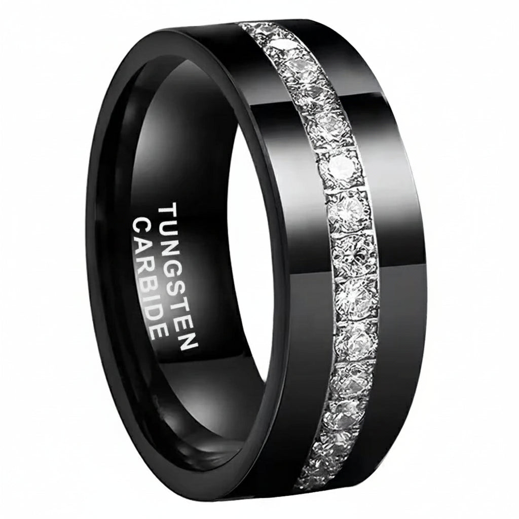 Pipe_Cut_CZ_Stone_Inlay_Black_Tungsten_Carbide_Ring