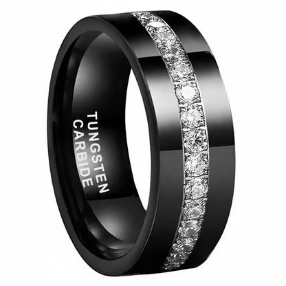 Pipe_Cut_CZ_Stone_Inlay_Black_Tungsten_Carbide_Ring