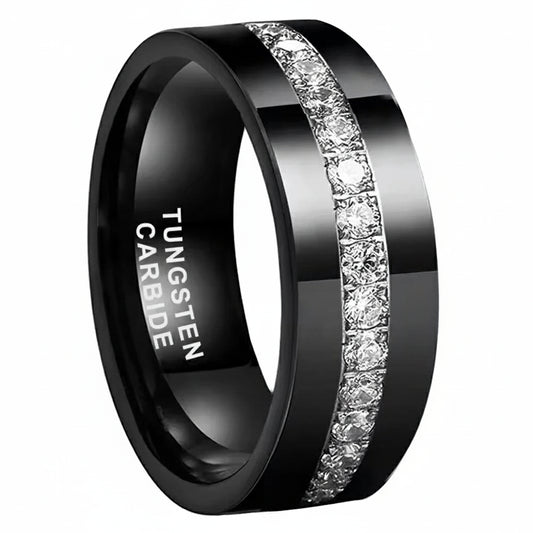 Pipe_Cut_CZ_Stone_Inlay_Black_Tungsten_Carbide_Ring