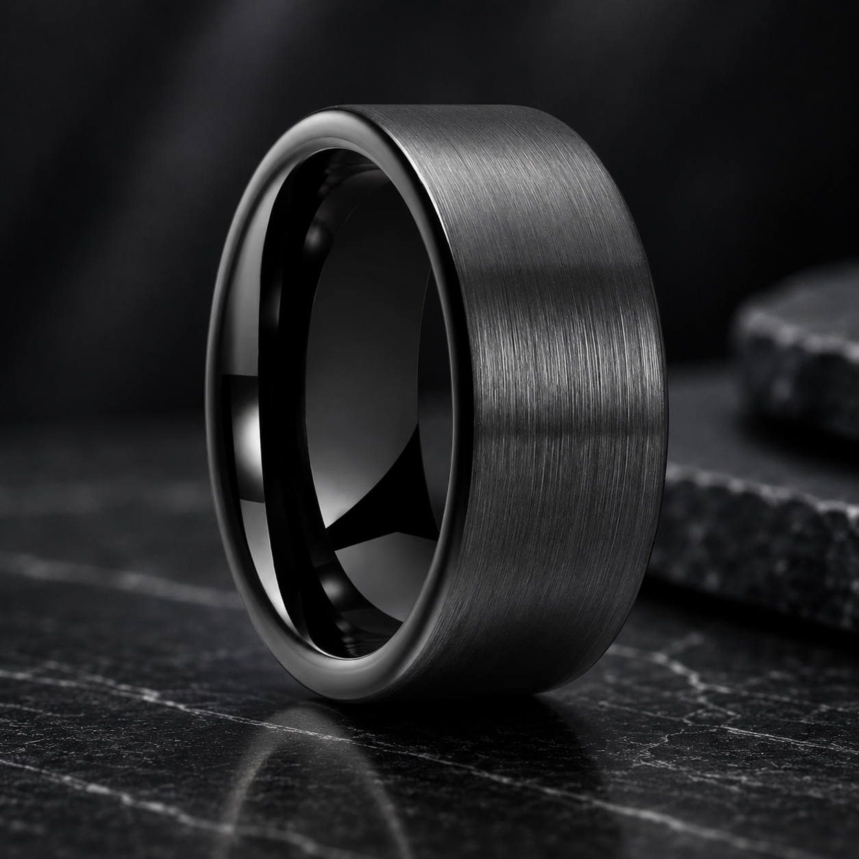 Pipe Cut Tungsten Wedding Band