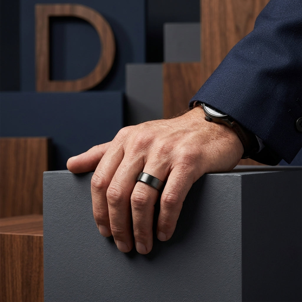 Pipe Cut Tungsten Wedding Band
