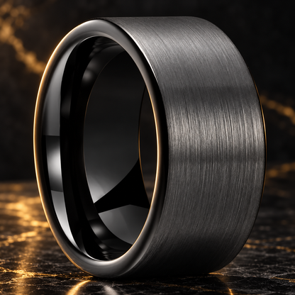 Pipe Cut Tungsten Wedding Band