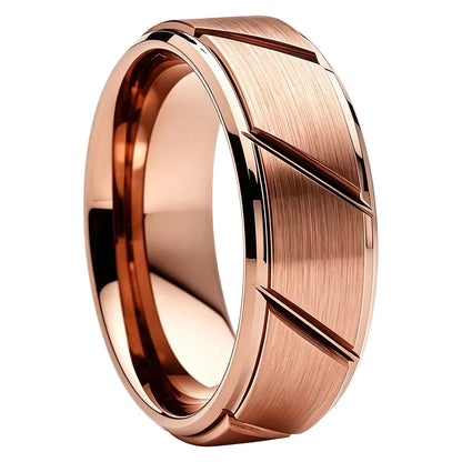 Plated Tungsten Ring with Cut Groove & Beveled Edges
