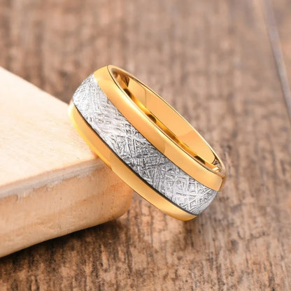 Polished gold men Tungsten carbide ring