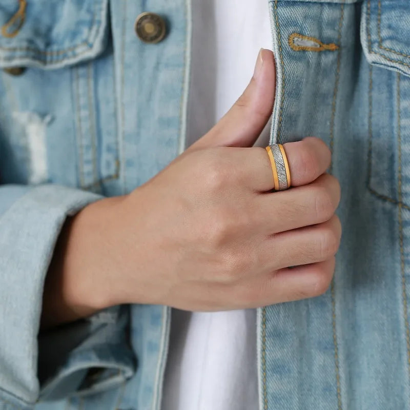 Polished gold men Tungsten carbide ring