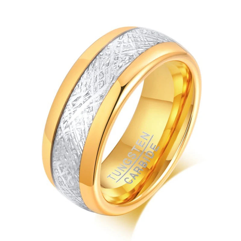 Polished gold men Tungsten carbide ring