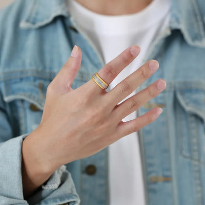 Polished gold men Tungsten carbide ring