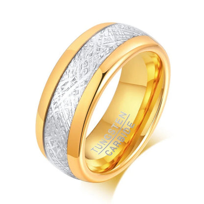 Polished gold men Tungsten carbide ring
