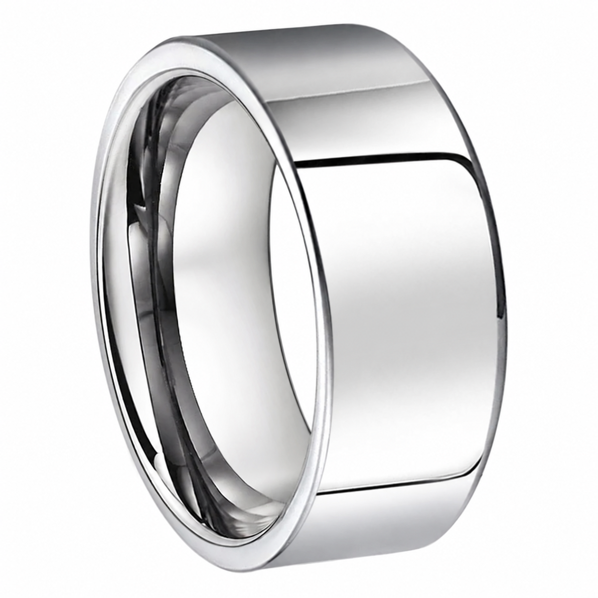 The Accord — Flat Polished Silver Tungsten Wedding Band