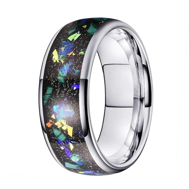 Punk Crushed Opal Tungsten Ring