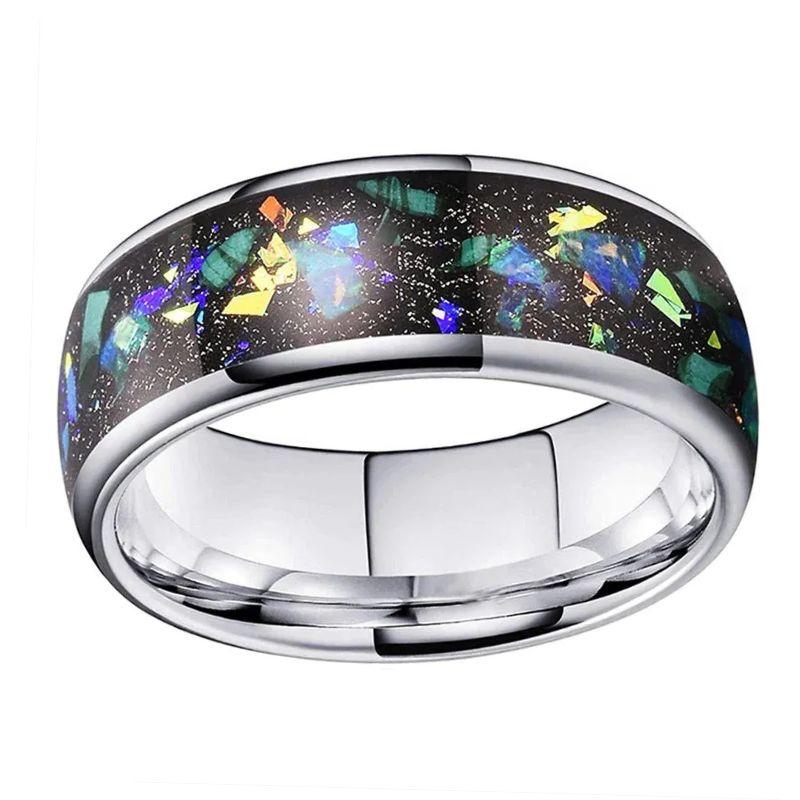 Punk Crushed Opal Tungsten Ring