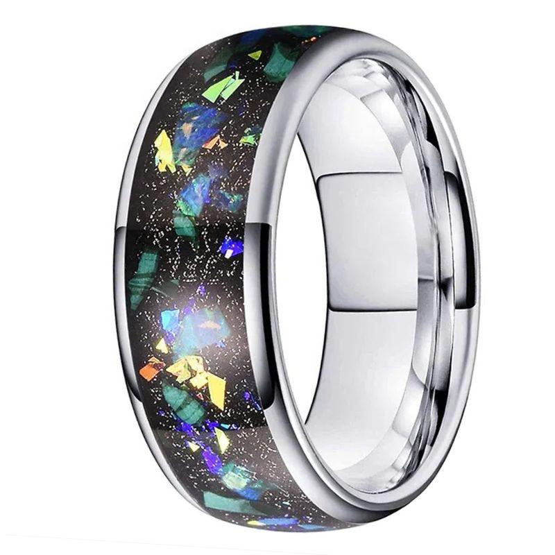 Punk Crushed Opal Tungsten Ring