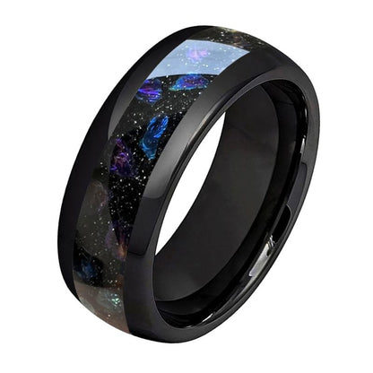 Purple Amethyst Black Tungsten Ring