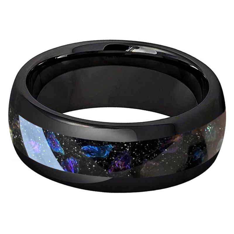 Purple Amethyst-Black Tungsten Ring