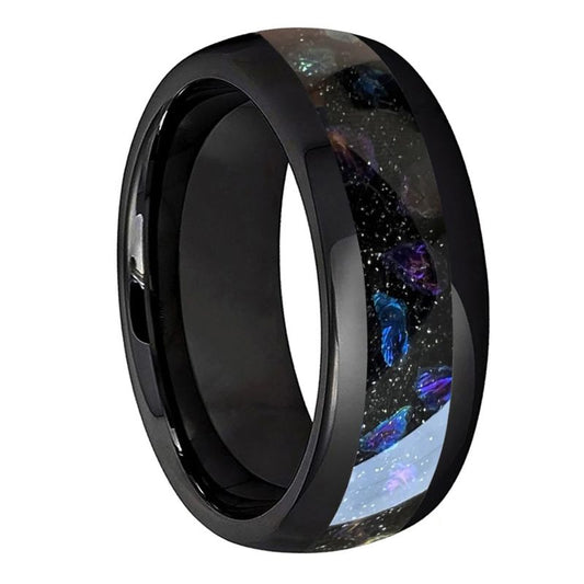 Purple Amethyst Black Tungsten Ring