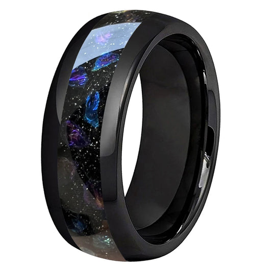 Purple Amethyst Black Tungsten Ring