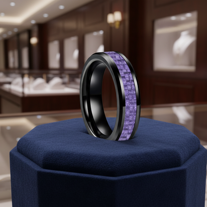 Purple Carbon Fiber Tungsten Ring