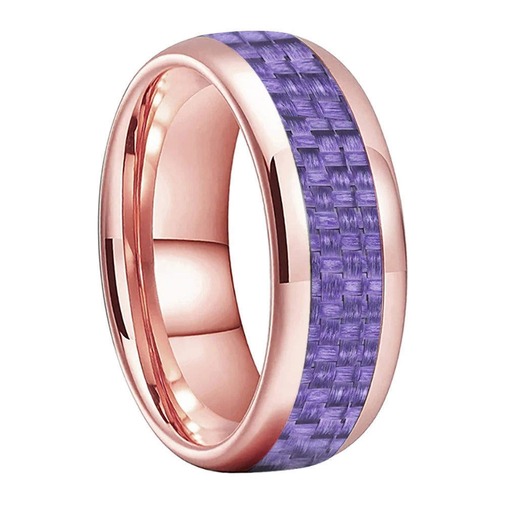 Purple Carbon Fiber Tungsten Ring 