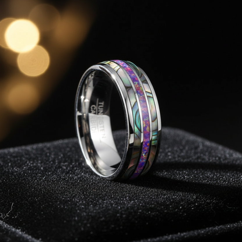 Purple Color Opel Tungsten Steel Ring