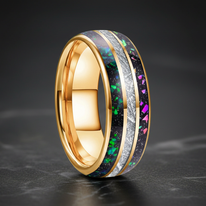 Rainbow-Opal-Meteorite_Inlay_Tungsten_Ring