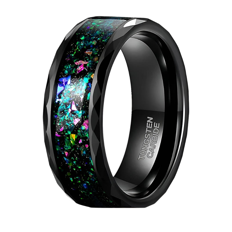 Rainbow inlay wedding ring