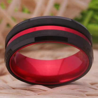 Red Line Tungsten Ring – RealTungsten