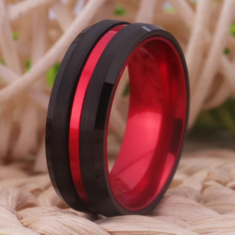 Red Line Tungsten Ring – RealTungsten