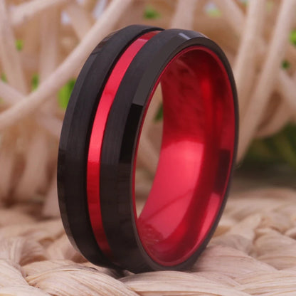 Red Line Tungsten Ring – RealTungsten