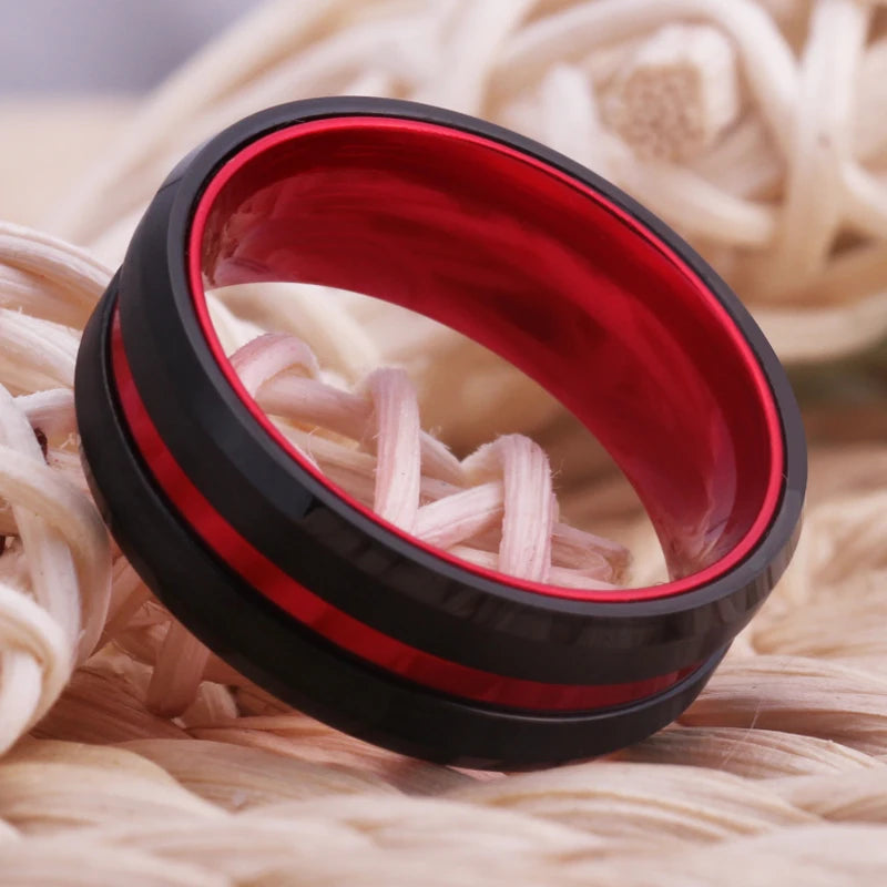 Red Line Tungsten Ring – RealTungsten