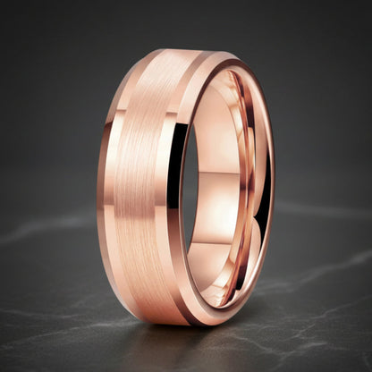 Rose Gold Tungsten Mens Wedding Band