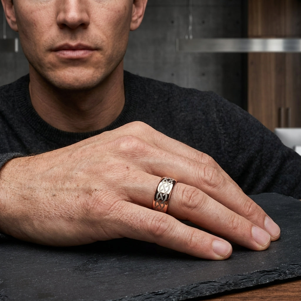 Rose Gold Tungsten Celtic Knot Ring 