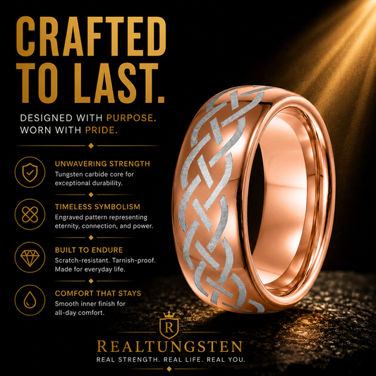 Rose Gold Tungsten Celtic Knot Ring