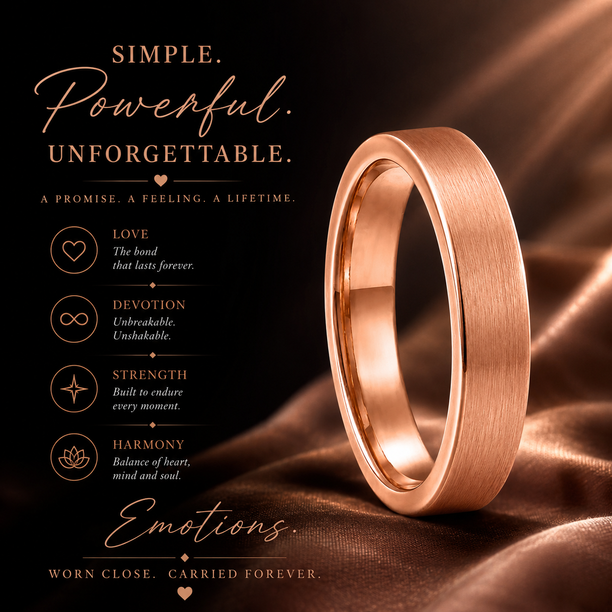 Rose Gold Tungsten Ring for Women