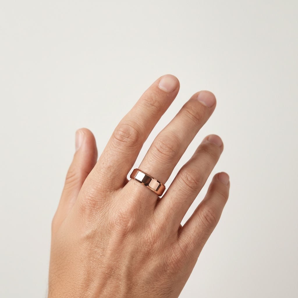 Rose Gold Polished Tungsten Wedding Band