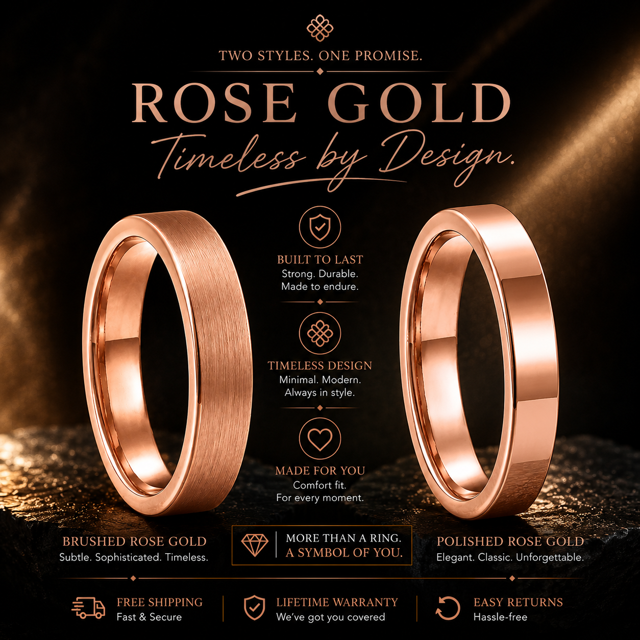 Rose Gold Tungsten Ring for Women