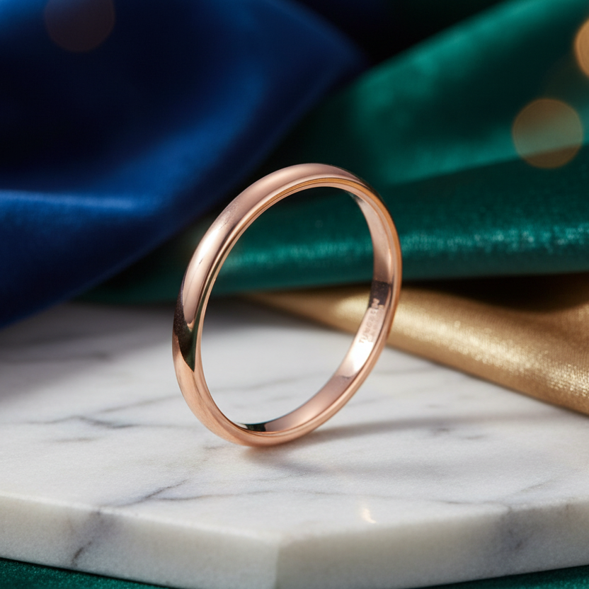 2mm Vintage Rose Gold Tungsten Carbide Engagement Ring