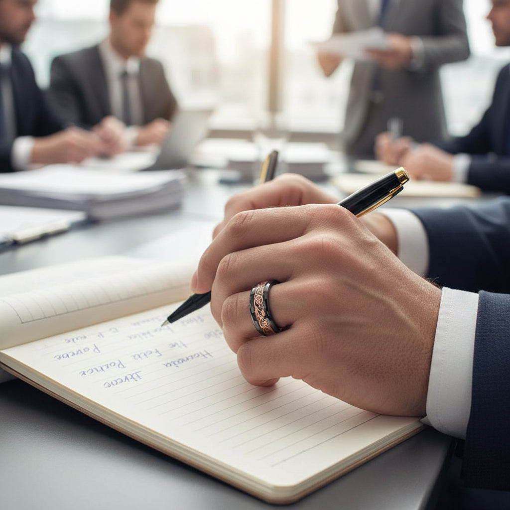 Rose Gold Carbon Fiber Tungsten Ring