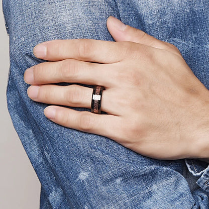 Rose Gold Carbon Fiber Tungsten Ring