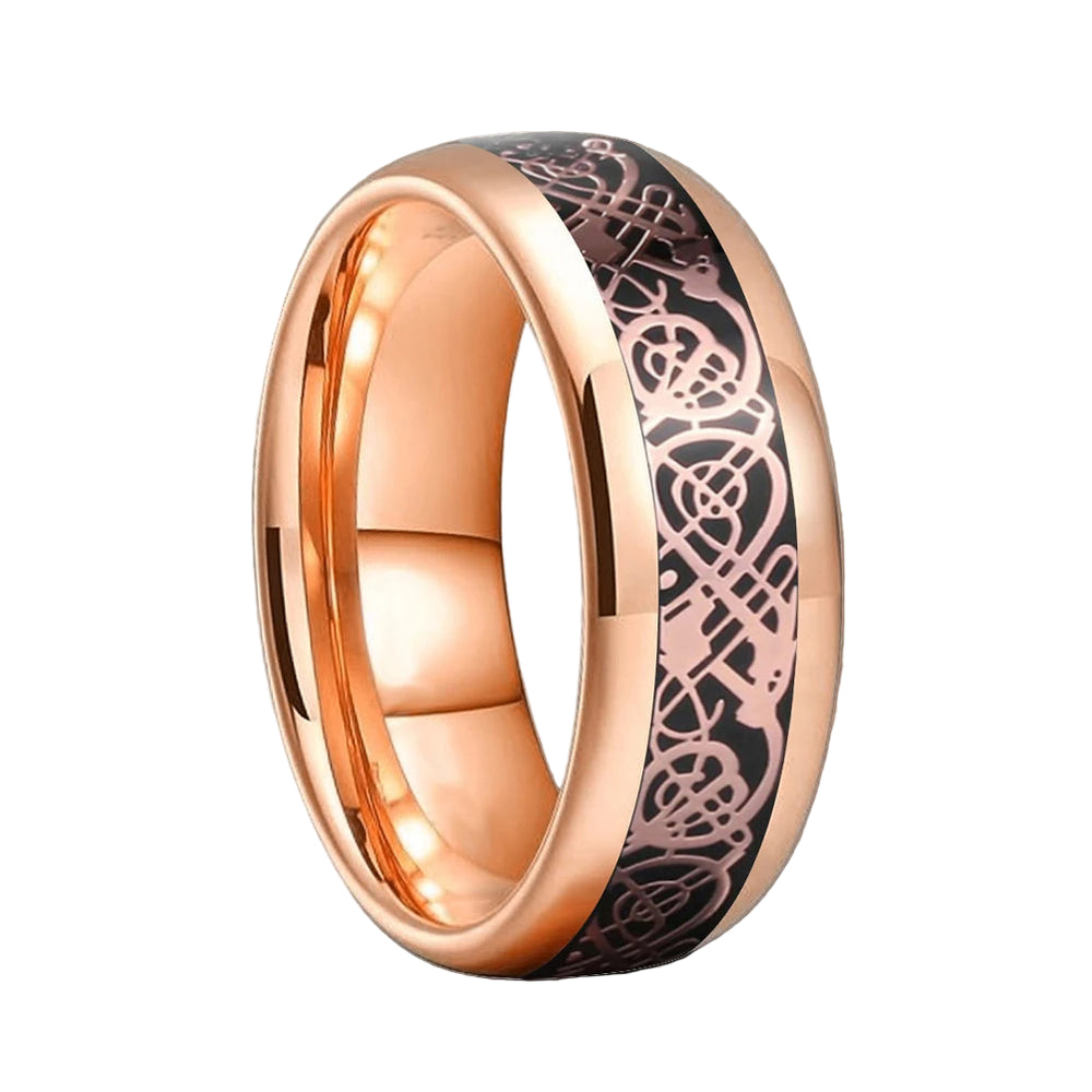 Rose Gold Dragon & Carbon Fiber Tungsten Ring