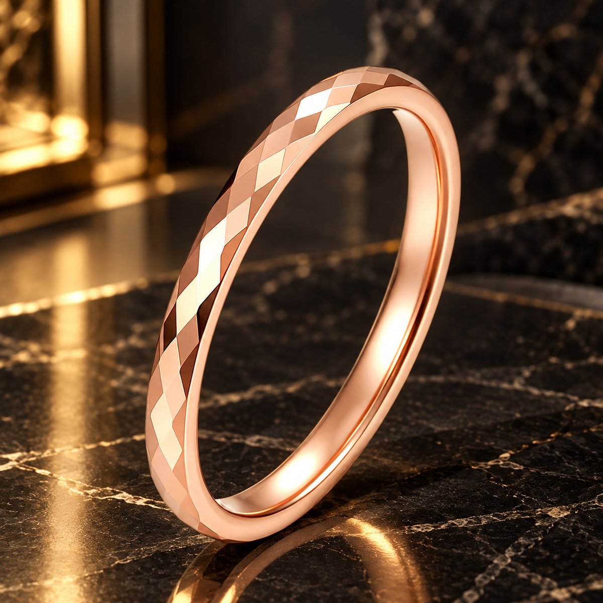 2mm Faceted Tungsten Stacking Ring