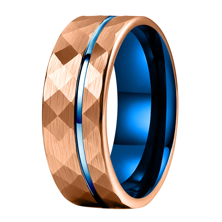 Rose Gold Hammered Tungsten Ring