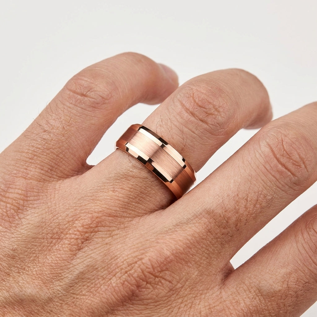 Rose Gold Plated Tungsten Ring