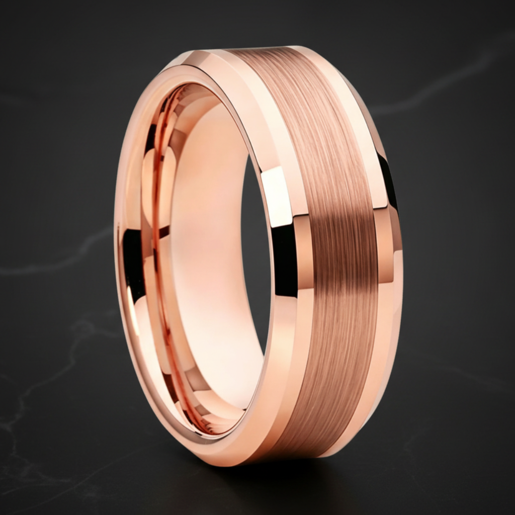 Rose Gold Plated Tungsten Ring